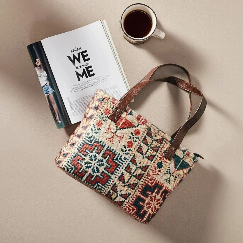 Mona B Lola Up-Cycled Canvas Durrie Tote Bag M-9002 Western Southwestern Purse